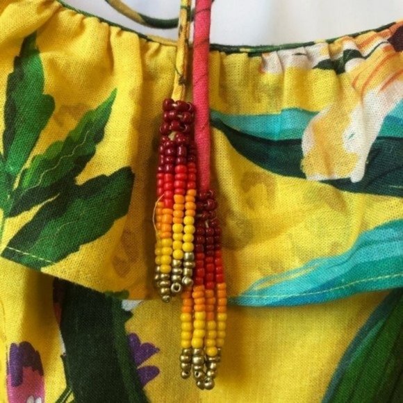 FARM Rio Golden Jungle Floral Linen Midi Dress - Picture 9 of 13